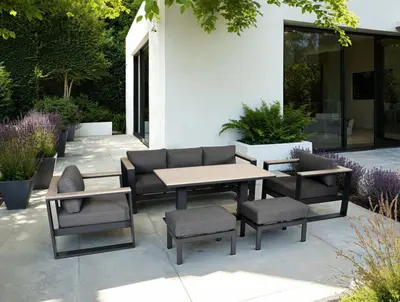 Supremo Mannington Lounge Dining Set with Rectangular Adjustable Table